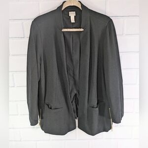Chico's Black Open Blazer Exposed Side Zippers